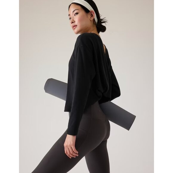 Athleta S Presence Twist Sweatshirt Black Small - Picture 4 of 4